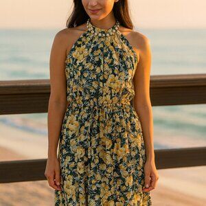 Flowered Dress Woman's Size Medium Polyester Spandex